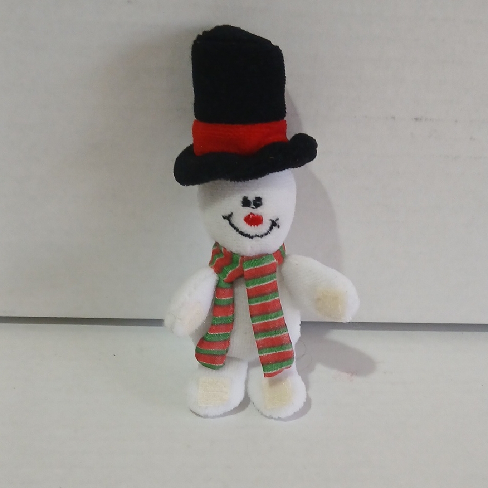 Holiday Handcrafted Plush Snowman Gift accent with Black Hat  Red Scarf NWOT